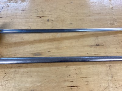 Lot 894 - Scarce British 1908 Pattern ( Mark 1) Cavalry troopers sword by Wilkinson, Pall Mall, with chequered plastic grip, bowl guard, straight blade retaining original polish in steel scabbard with two lo...