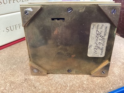 Lot 629 - Late 19th century French quarter repeating brass carriage clock in leather travelling case.