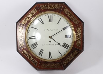 Lot 631 - Regency wall clock by W. Edington, London in brass inlaid case