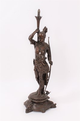 Lot 736 - Good quality late 19th/early 20th century bronze table lighter in the form of a Native American warrior