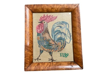 Lot 243 - Needlepoint of a cockerel in maple frame