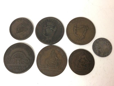 Lot 472 - Ireland - Mixed 19th century Tokens to include copper Penny Dublin Rev: W.F.B & Co. 1804 Obv: Hibernia seated left etc. GF-AVF (Ref: Davis 9), Half Penny Rev: W.F.B & Co. 1804 F-AVF (Ref: Davis 57)...