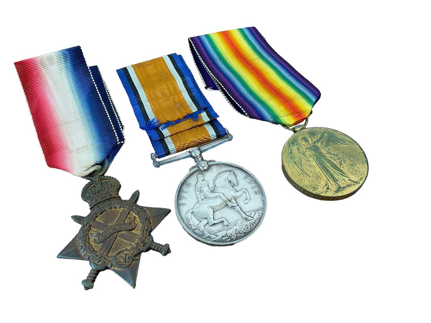 Lot 750 - First World War 1914 - 15 Star trio comprising 1914 - 15 Star, War and Victory medals named to S - 5579 PTE. A. Mc Naughton R. Highrs