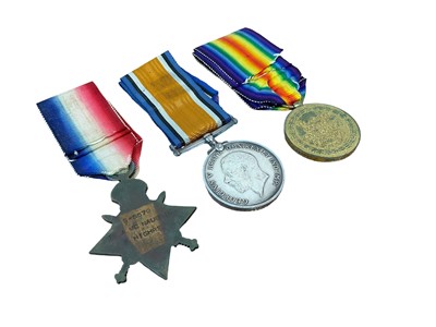 Lot 750 - First World War 1914 - 15 Star trio comprising 1914 - 15 Star, War and Victory medals named to S - 5579 PTE. A. Mc Naughton R. Highrs