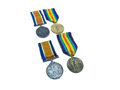 Lot 752 - First World War pair comprising War and Victory medals named to 39094 PTE. S. T. Litherland. Leic. R. and another pair named to 39650 PTE. L. L. Hall. Yorks. L. I. (4 medals)