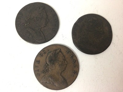 Lot 476 - G.B. - Mixed copper Evasion Half Pennies to include Obv: 'Give Us Peace', bust of George III right, Rev: 'Pitt For Ever' 1730 x 2 GF-AVF scarce (Ref: Galata 252) and Obv: 'Iohn Son Pugalist' Rev: N...