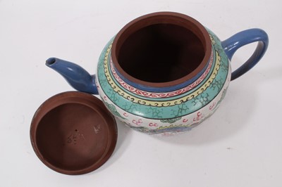 Lot 8 - Large Chinese Yixing enamelled teapot