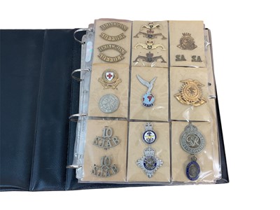 Lot 768 - One album of British military cap badges and others to include War Department Constabulary, Royal Defence Corps, staybrite badges and others (approximately 110)