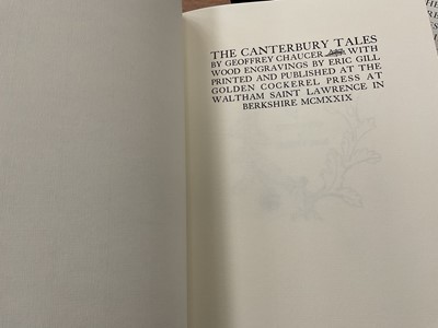 Lot 1661 - The Folio Society - Chaucer - The Canterbury Tales, facsimile edition, after the original edition printed and published at the Golden Cockerel Press, with wood engravings by Eric Gill, printed by M...