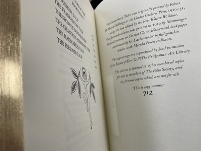 Lot 1661 - The Folio Society - Chaucer - The Canterbury Tales, facsimile edition, after the original edition printed and published at the Golden Cockerel Press, with wood engravings by Eric Gill, printed by M...