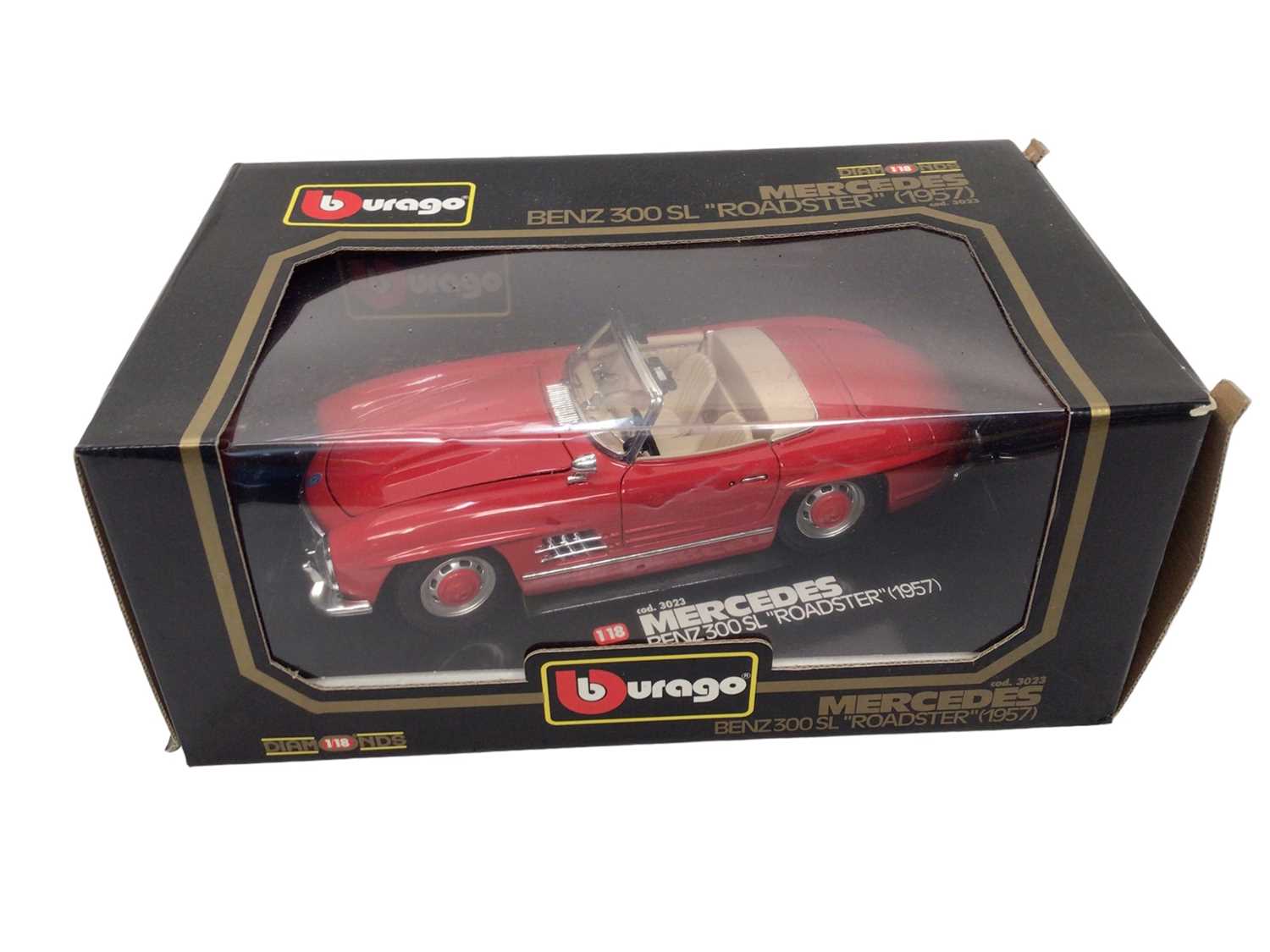 Lot 1913 - Burago 1:18 scale diecast models including Lancia Aurelia B24 Spider (1955) No.3010, Porsche 356B Coupe (1961) No.3021, Mercedes Benz 300 SL Roadster (1957) No.3023 and BMW M Roadster (1996) No.335...