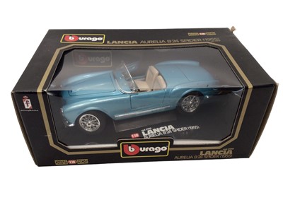 Lot 1913 - Burago 1:18 scale diecast models including Lancia Aurelia B24 Spider (1955) No.3010, Porsche 356B Coupe (1961) No.3021, Mercedes Benz 300 SL Roadster (1957) No.3023 and BMW M Roadster (1996) No.335...