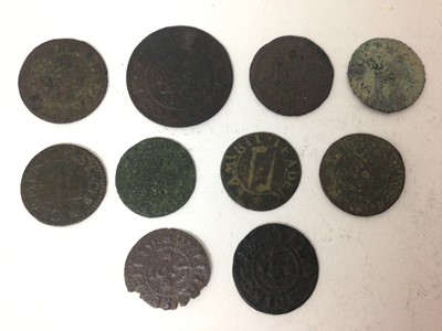 Lot 493 - G.B. - Essex mixed 17th century Tokens to include Farthing Coggeshall, Ambros Sutton 1665 scarce (Ref: Williamson 87), Gt. Chesterford Half Penny 1670 (Will 183a), Farthings Benjamin Orwell 1667 (W...