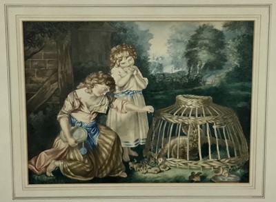 Lot 369 - E. Brown, late Victorian watercolour - Feeding the Hens, signed and dated '97, 25cm x 34cm, in glazed gilt frame