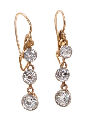 Lot 501 - Pair of antique diamond drop earrings