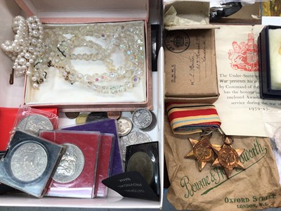 Lot 1030 - WWII medal group, selection of coins and jewellery