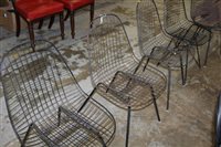 Lot 2915 - Pair of Eames design DKR steel wire dining...