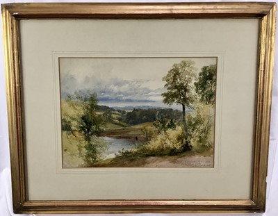 Lot 395 - James Burrell Smith (1822-1897) watercolour, entitled 'In the Grounds at Kestrel Grove, Herts 1883', signed, 27cm x 37cm, in glazed gilt frame