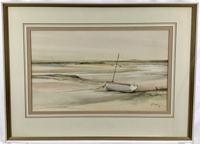 Lot 394 - Jason Partner (1922-2005) two watercolours - Spring at Rackheath, Norfolk and Overy, Norfolk, signed, titled verso, 35cm x 50cm, in glazed frames