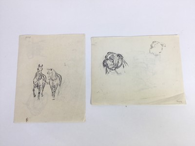 Lot 298 - Peter Biegel (1913-1987) group of unframed pencil sketches to include carriage horses, dogs, pheasants and other wildlife, 7 sheets, average size 18cm x 28cm