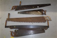 Lot 2827 - Selection of vintage cross-cut saws (qty)