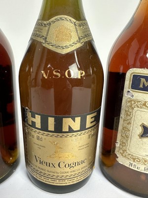 Lot 24 - Cognac - four bottles, Martell and Hine, two mostly lacking labels