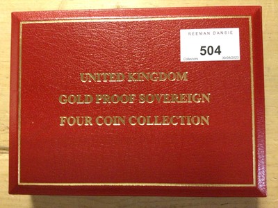 Lot 504 - G.B. - Royal Mint gold four coin proof set to include £5, £2, Sovereign, Half Sovereign 1991 (N.B. In case of issue, but without Certificate of Authenticity) (1 coin set)