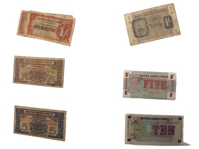 Lot 506 - World - Mixed banknotes to include British Armed Forces, special vouchers & other issues (Qty)