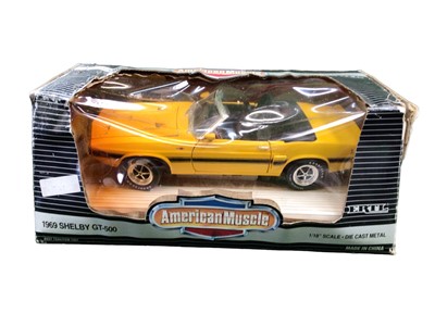 Lot 1939 - Selection of 1:18 scale diecast American Muscle cars including 1957 Custom Chevy, 1956 Sunliner, 1970 Buick GSX, 1955 Chevy Indy Pace Car, 1969 Shelby GT-500 and 1955 Chevrolet Bel Air, all boxed (...