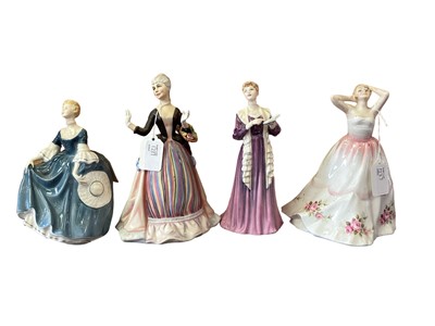Lot 1237 - Ten Royal Doulton figures - Jane HN3711, Lily HN3626, Flower Arranging HN3040, Claire HN3209, Hilary HN2335, Forget-Me-Nots HN3700, Alice HN3368, Ellie HN4017, The Recital HN4466 and Amy HN4760