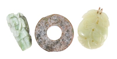 Lot 666 - Three Chinese jade and hardstone ornaments