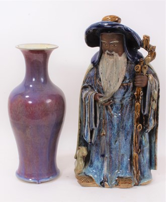 Lot 60 - 19th century Chinese flambé vase, and a large figure