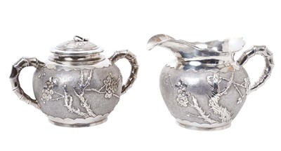 Lot 207 - Chinese silver sugar bowl and a Chinese silver milk jug