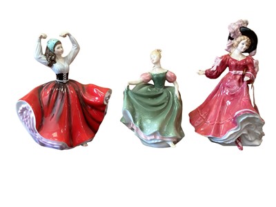 Lot 1245 - Ten Royal Doulton figures - Sarah HN3380, Janette HN3415, Harlequin HN2186, Michele HN2234, Permiere HN2343, Karen HN2388, Patricia HN3365, Diana HN2468, Helen HN4756 and The Ballerina HN2116