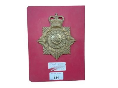 Lot 814 - Elizabeth II brass Oxfordshire Regiment other ranks helmet plate