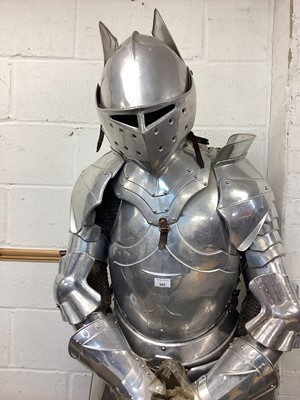 Lot 692 - Reproduction aluminium suit of armour on display stand