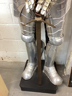 Lot 692 - Reproduction aluminium suit of armour on display stand