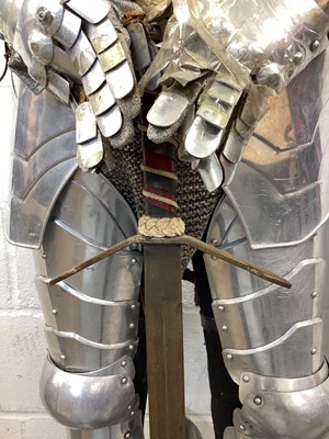 Lot 692 - Reproduction aluminium suit of armour on display stand