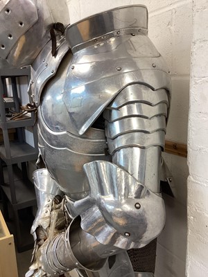 Lot 692 - Reproduction aluminium suit of armour on display stand