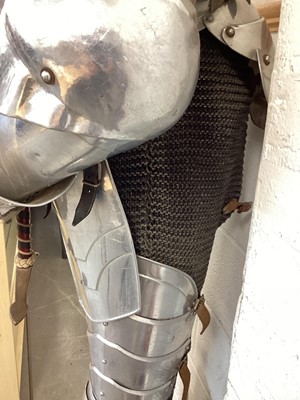 Lot 692 - Reproduction aluminium suit of armour on display stand