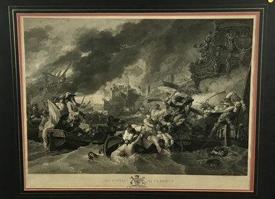 Lot 408 - Antique fine proof engraving by Woollett after Weft - The Battle at La Hogue, 47cm x 61cm, in glazed gilt frame