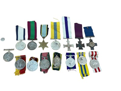 Lot 824 - Collection of replica Victorian and later campaign medals to include Air Crew Europe, George Cross and others (15 medals)