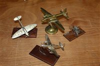 Lot 2823 - Three Silverer model aeroplanes and a brass...