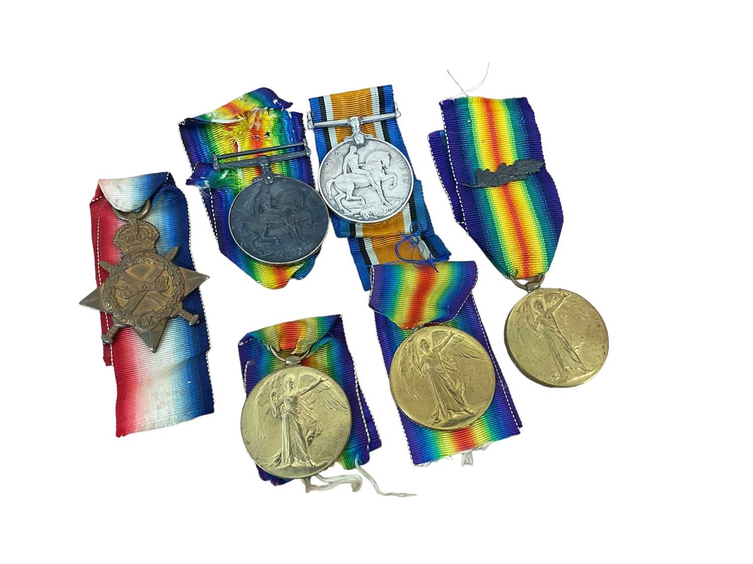 Lot 829 - First World War pair comprising War and Victory medals named to 330245 PTE. W. A. Talbot. R. WAR. R., another pair named to M-296514 PTE. F. A. Curtis. A.S.C., a 1914 - 15 Star named to 1062 DVR. B...