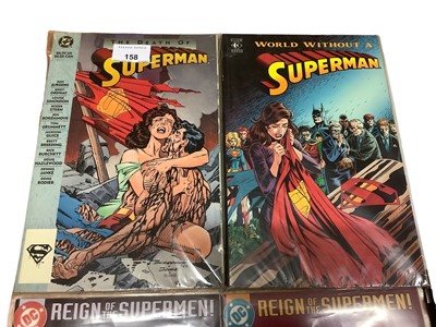 Lot 158 - DC Comics graphic novels Superman, to include the death of Superman (1993) plus badges, World without a Superman (1993), Superman collectors set adventures of Superman #500 and Superman #75, Superm...