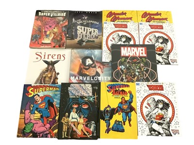 Lot 191 - Box of Marvel, DC and other superhero related books to include, Marvelocity (Alex Ross), Superman and Batman Annual (1977), Superman annual (1979), Starwars annual #1 (1978), Sirens (Chris Achilleo...
