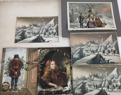 Lot 380 - George Baxter and Le Blond, collection of fourteen coloured prints, Winter and Christmas realted to include Search for Franklin