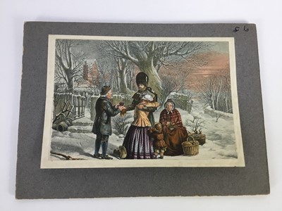 Lot 380 - George Baxter and Le Blond, collection of fourteen coloured prints, Winter and Christmas realted to include Search for Franklin
