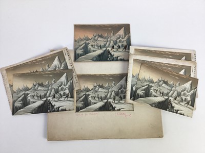 Lot 380 - George Baxter and Le Blond, collection of fourteen coloured prints, Winter and Christmas realted to include Search for Franklin