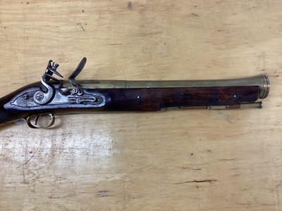 Lot 971 - Reproduction flintlock blunderbuss with brass flared barrel 73.5cm